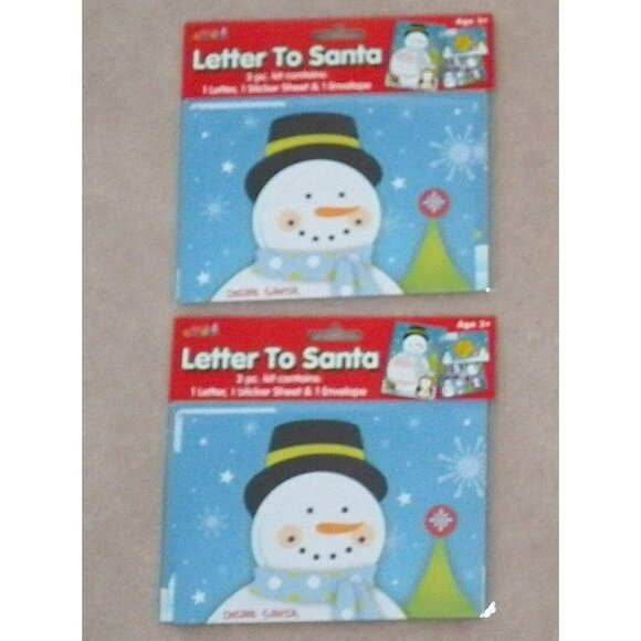 NEW Lot of 2 Letter To Santa 3-Piece Kit Letter Sticker Sheet Envelope Christmas - Picture 1 of 4